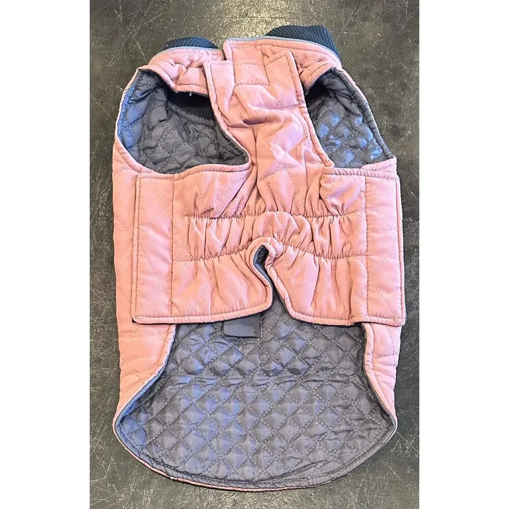 New Emust Quilted Winter Dog Coat -Pink/Gray - Size Medium